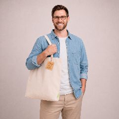 Saco em algodão orgânico 140 g/m² com etiqueta Rumel – foto 6