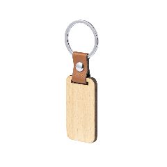Porta-chaves em madeira com fita em PU castanha Mappets