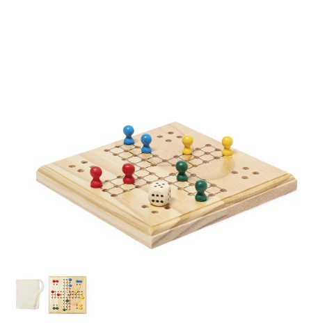 Jogo do ludo em madeira com bolsa de algodão Thumper