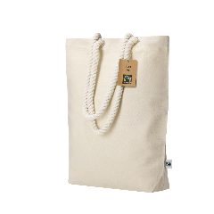 Saco em algodão Fairtrade 280 g/m² com alças de corda Hexa