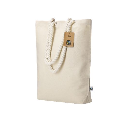 Saco em algodão Fairtrade 280 g/m² com alças de corda Hexa