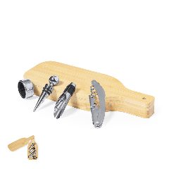 Set de vinho em bambu em forma de garrafa Darini