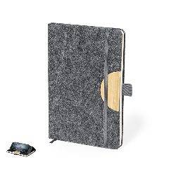 Bloco em feltro RPET com suporte para telemóvel em bambu Kobain
