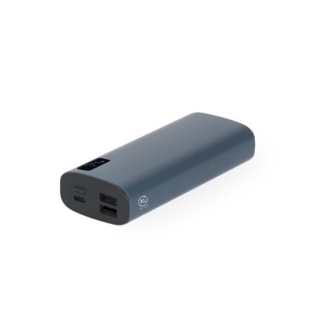 Power bank 10.000 mAh em alumínio reciclado cromado Hampton