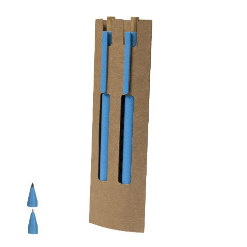 Conjunto caneta e lápis eterno em bambu e palha de trigo Okafor