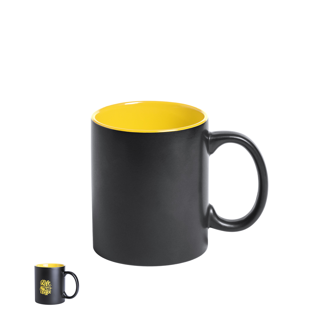 Caneca de cerâmica preta 350 ml para gravação a laser Bafy