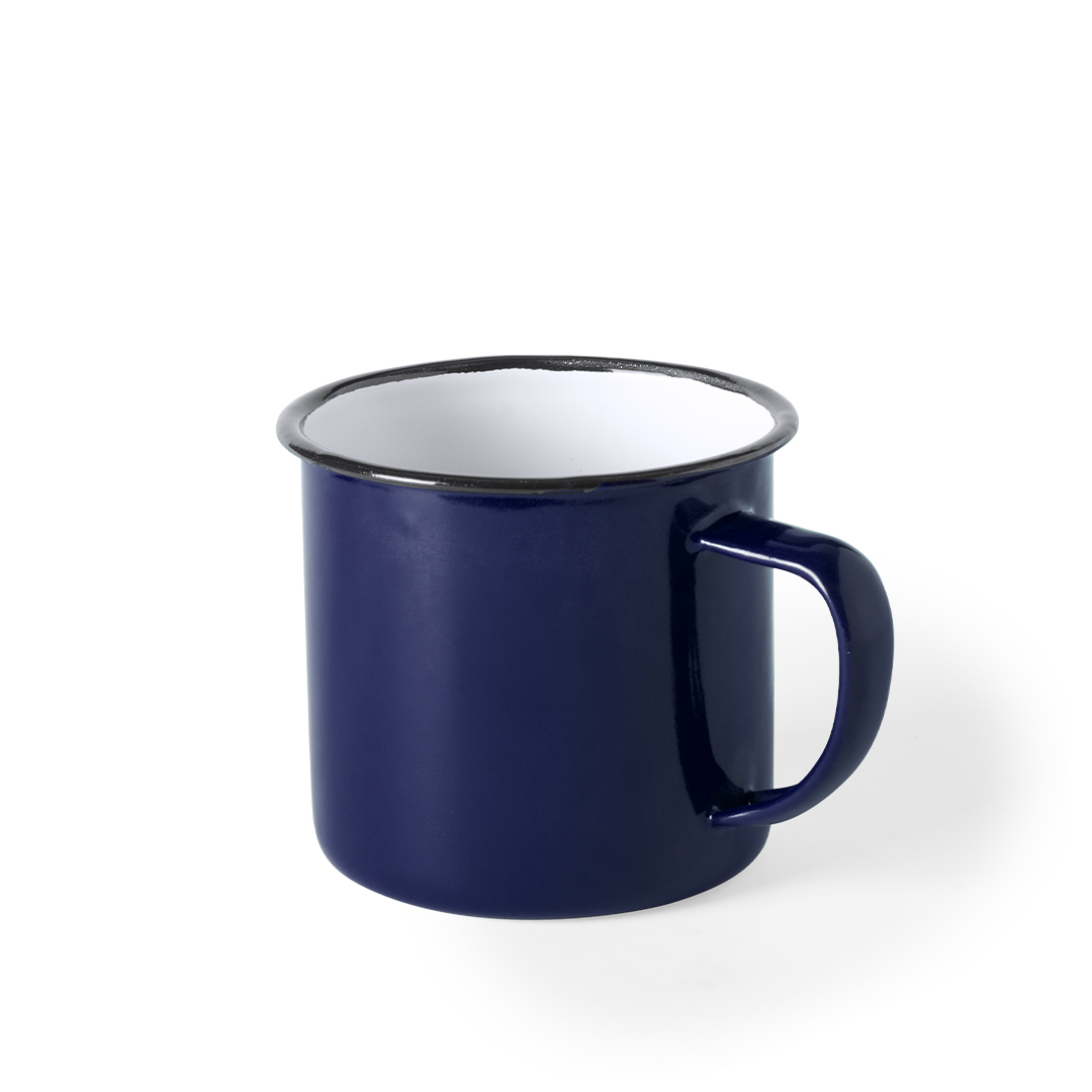 Caneca metálica vintage 380 ml com rebordo preto Wilem