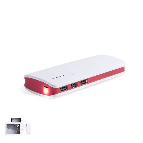 Power bank 10.000 mAh branca com saída USB tripla Kaprin
