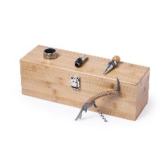 Set de vinho em bambu com acessórios inox Boriax – foto 5
