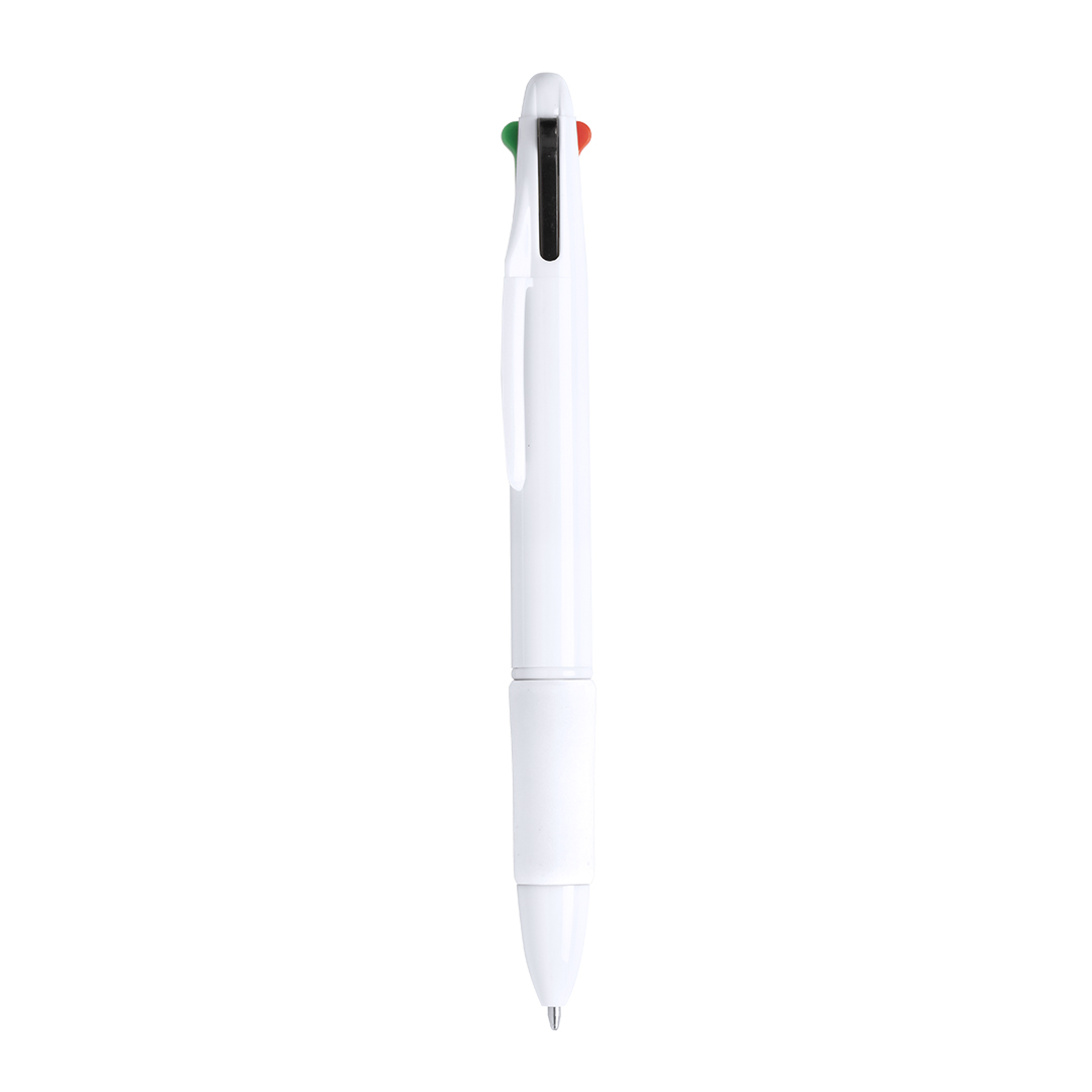 Esferográfica 4 cores em corpo branco Clessin