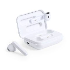 Auriculares Bluetooth brancos com base de carregamento Protex – foto 3