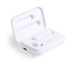 Auriculares Bluetooth brancos com base de carregamento Protex – foto 4