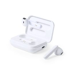 Auriculares Bluetooth brancos com base de carregamento Protex