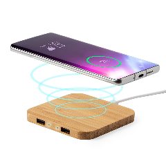 Carregador sem fios em bambu com saída USB dupla Dumiax – foto 2
