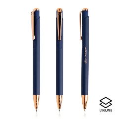 Esferográfica em metal com detalhes rosa gold Writz