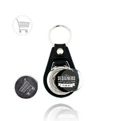 Porta-chaves em metal e pele sintética com ficha de 1,00 € MD-25 Carro