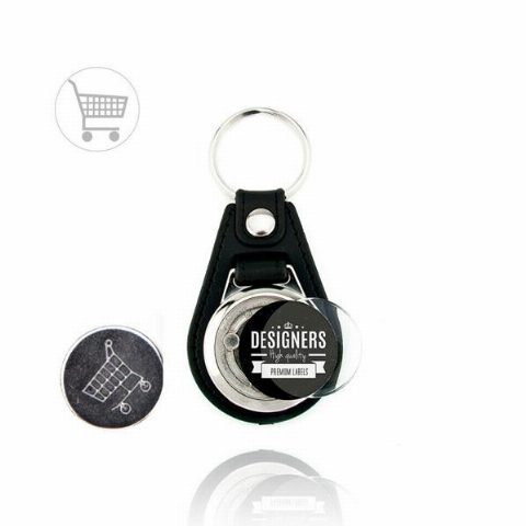 Porta-chaves em metal e pele sintética com ficha de 1,00 € MD-25 Carro