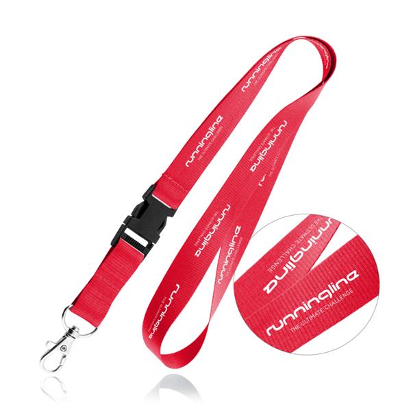 Lanyard em poliéster com mosquetão e destacável Lia