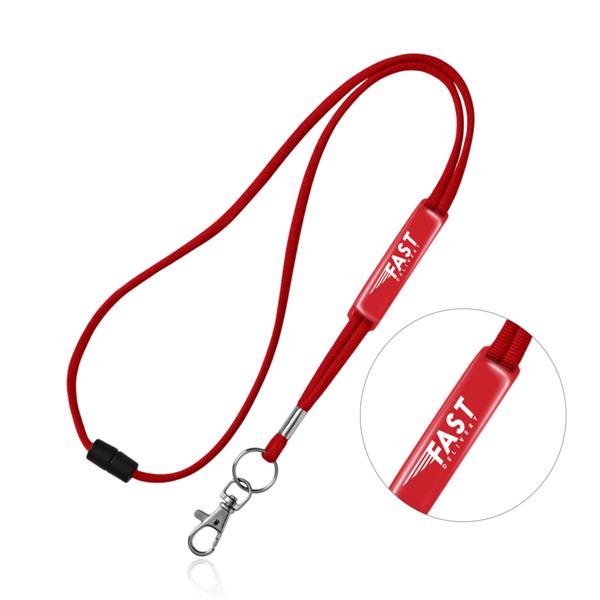 Lanyard tubular com fecho de segurança e ajuste em PVC Ribbon