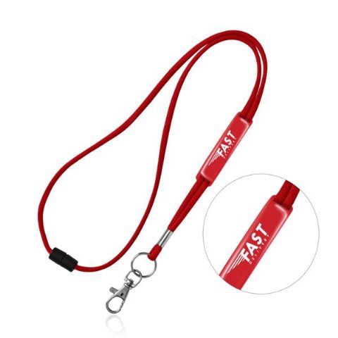 Lanyard tubular com fecho de segurança e ajuste em PVC Ribbon
