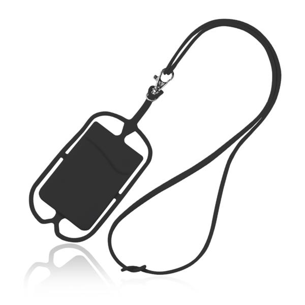 Lanyard em silicone com porta-cartões e suporte para smartphone Lancy