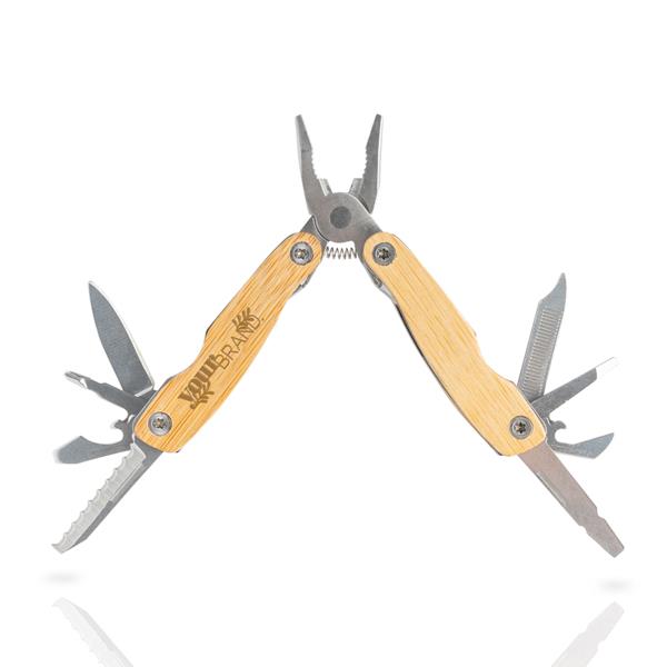 Alicate multifunções dobrável em bambu com 10 funções Multi Bamtool