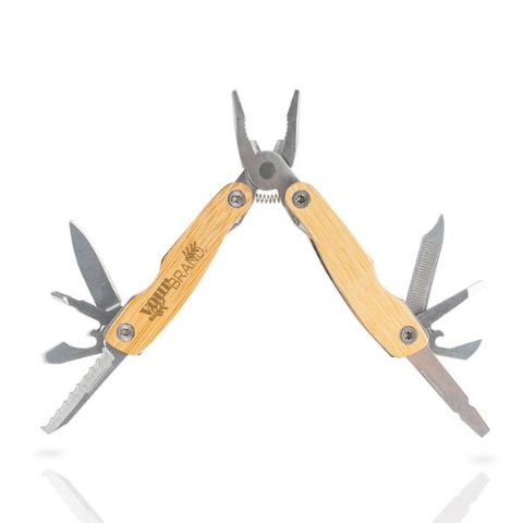 Alicate multifunções dobrável em bambu com 10 funções Multi Bamtool