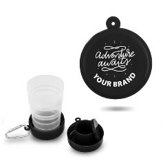 Copo retrátil 200 ml com porta-comprimidos e mosquetão Foldcup