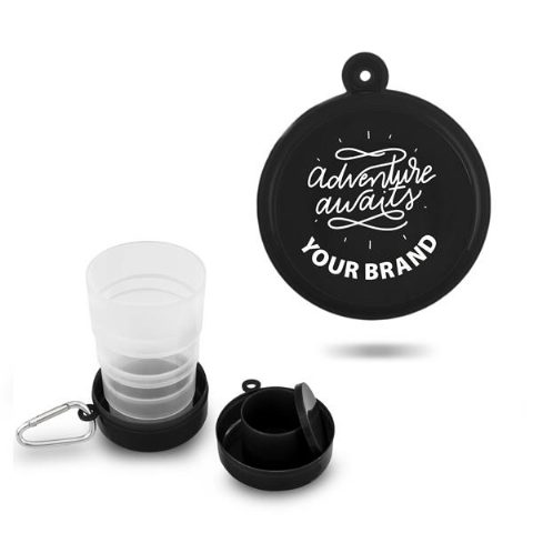 Copo retrátil 200 ml com porta-comprimidos e mosquetão Foldcup