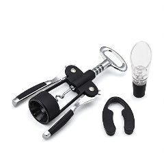 Set de vinho em aço inox com corta-cápsulas e decantador Finwine