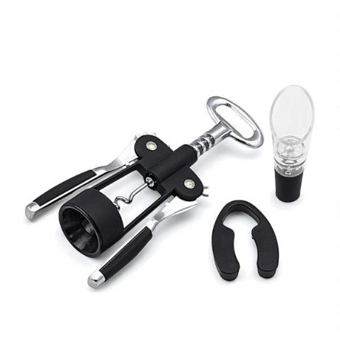 Set de vinho em aço inox com corta-cápsulas e decantador Finwine