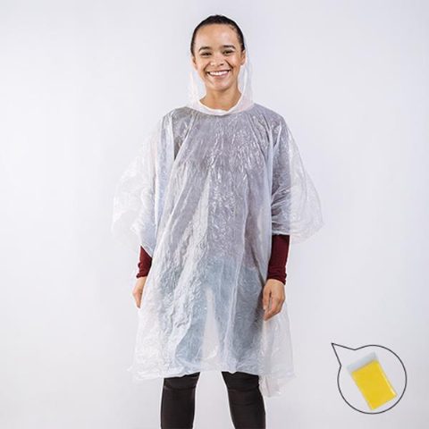Poncho de emergência em HDPE com capuz SOS Rain