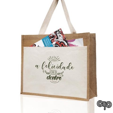 Saco em juta laminada com bolso frontal até 11 kg SunSet