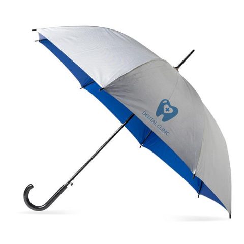 Guarda-chuva automático prateado com pega em J Silum