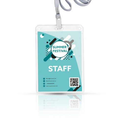 Identificador em PVC com lanyard em poliéster Badgeyard