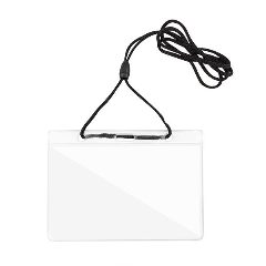 Porta-credenciais horizontal em PVC com fio de pescoço Fly