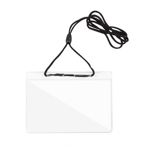 Porta-credenciais horizontal em PVC com fio de pescoço Fly