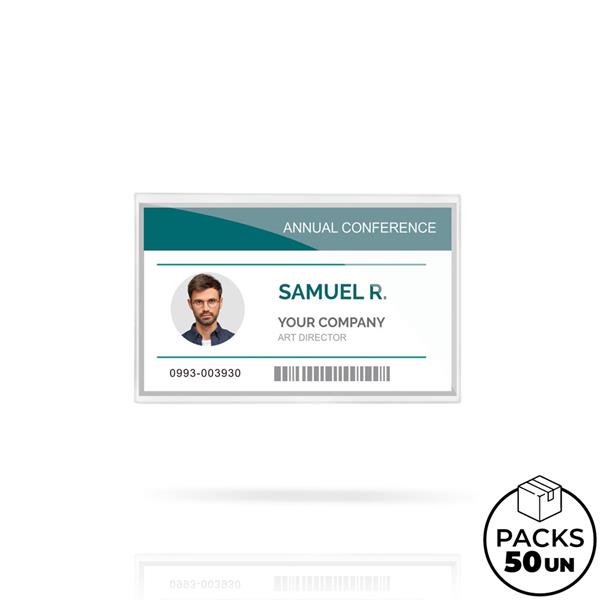 Identificador em PVC semirrígido com mola e alfinete Wyres