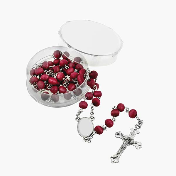 Terço de madeira com caixa Rosary
