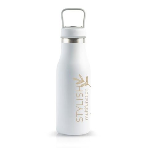 Garrafa térmica em aço inox com compartimento na tampa Liquiduo