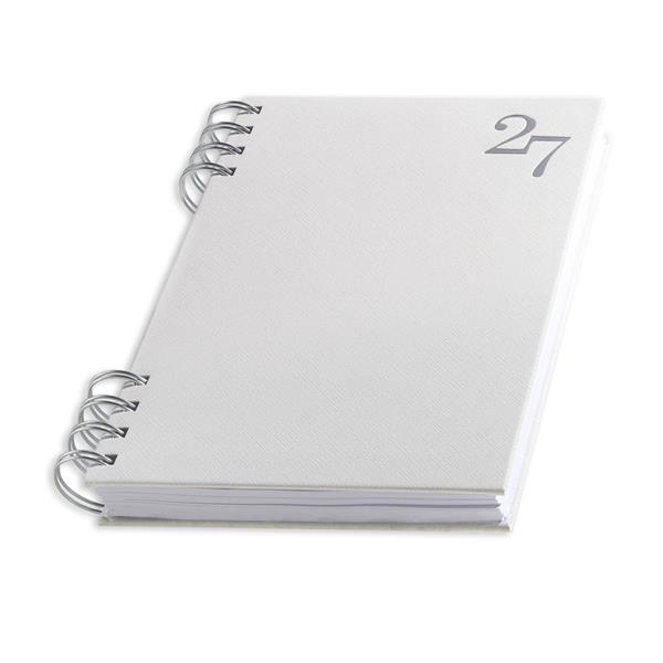 Agenda A5 2027 com espiral dupla prateada Dallas
