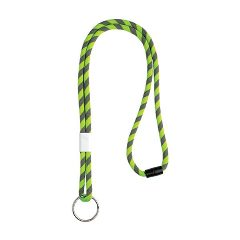 Lanyard tubular às riscas com ajuste metálico e argola Poley – foto 7