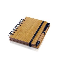 Bloco de argolas em bambu com esferográfica Bambook – foto 3