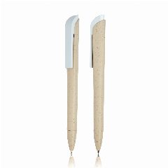Esferográfica em ABS e fibra de trigo com clip branco Nattu – foto 3