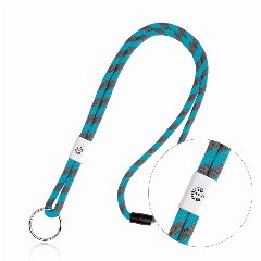 Lanyard tubular às riscas com ajuste metálico e argola Poley – foto 2