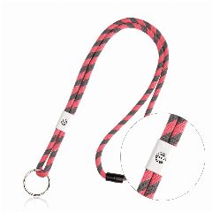 Lanyard tubular às riscas com ajuste metálico e argola Poley – foto 3