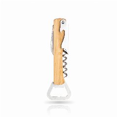 Saca-rolhas em bambu e aço inox com canivete Bamboo Opknife – foto 2