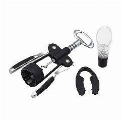 Set de vinho em aço inox com corta-cápsulas e decantador Finwine – foto 7