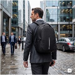 Mochila antirroubo em nylon com abertura nas costas Safback – foto 5