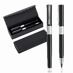 Conjunto esferográfica e roller em metal com estojo Crystal – foto 2